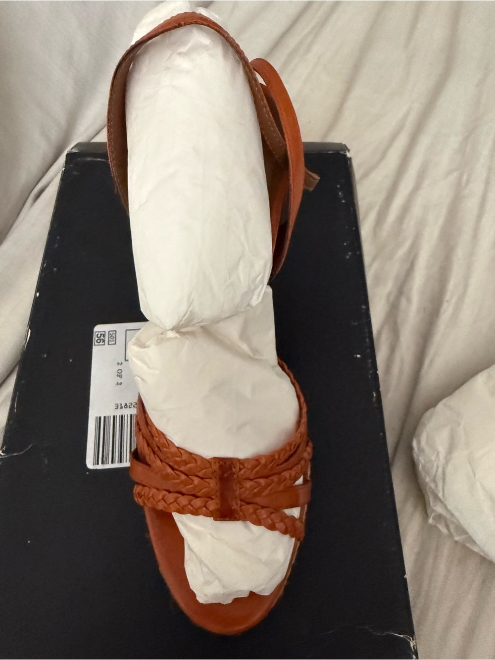Carlos Santana Braided Leather Ankle-Strap Heels in Cognac
